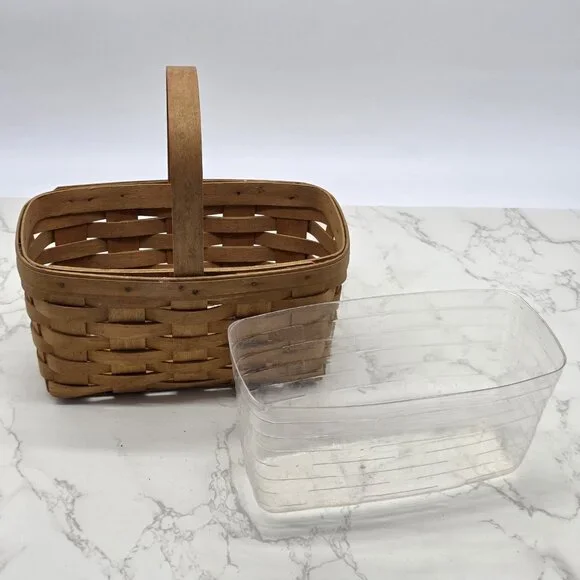 Longaberger Basket 2000 Rectangle Woven Wood with Handle Protector USA - Picture 4 of 6